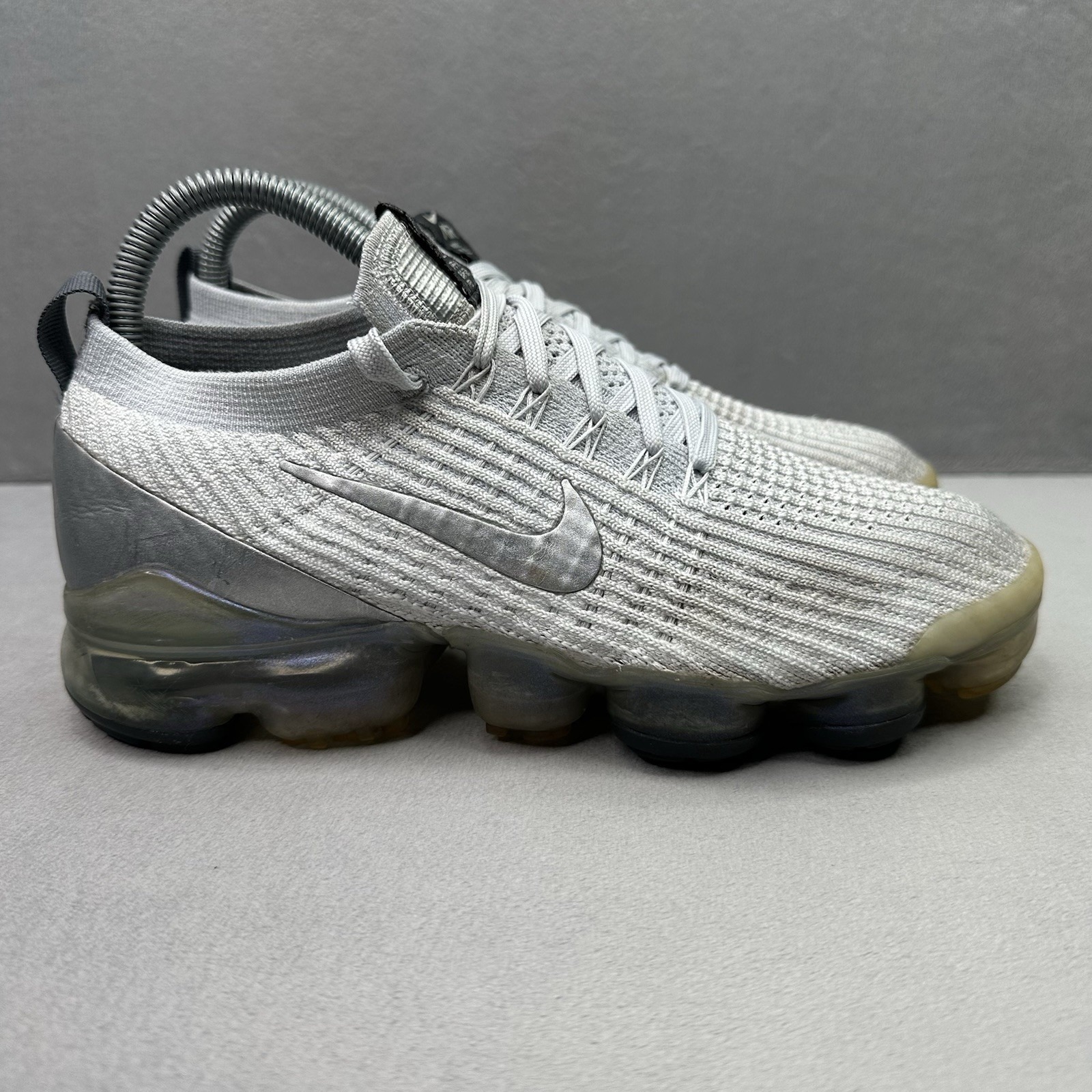 Womens Size 7.5 Nike Air Vapormax Flyknit 3 Shoes White / Silver Running Sneaker